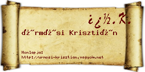 Ürmösi Krisztián névjegykártya
